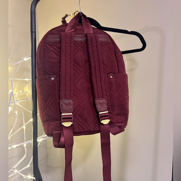 Adrienne Vittadini Maroon Quilted Backpack - Picture 3 of 4